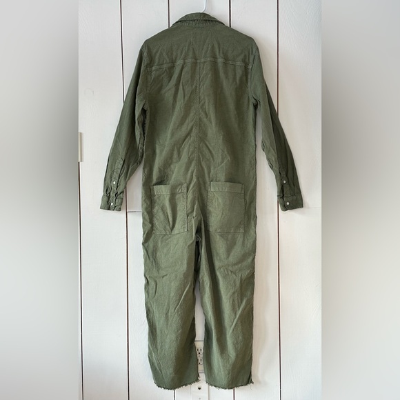 Frank & Eileen Northern Ireland Long Sleeve Jumpsuit Sz L Army Green Linen - Picture 4 of 9